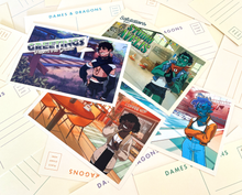 Load image into Gallery viewer, Dames and Dragons College AU Postcard Set